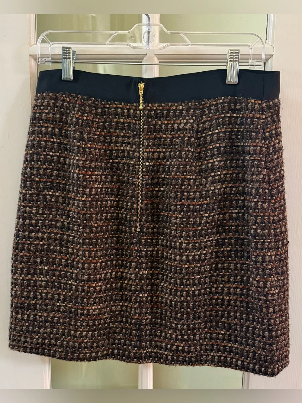 KATE SPADE Skirt the Rules Tweed Wool Skirt Shimmer Browns SIZE 8 NWOT (#569)